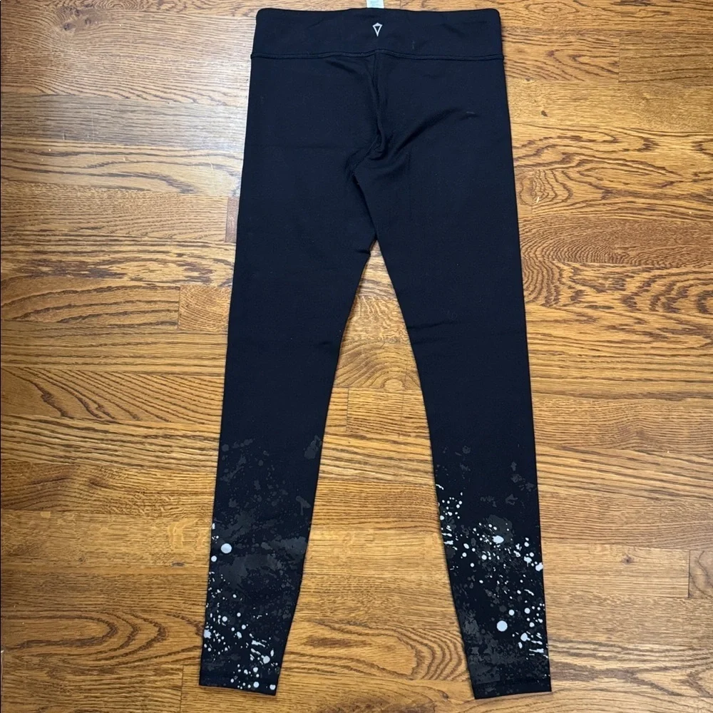 Ivivva Black Leggings with Silver and Black Splatter Design size 12